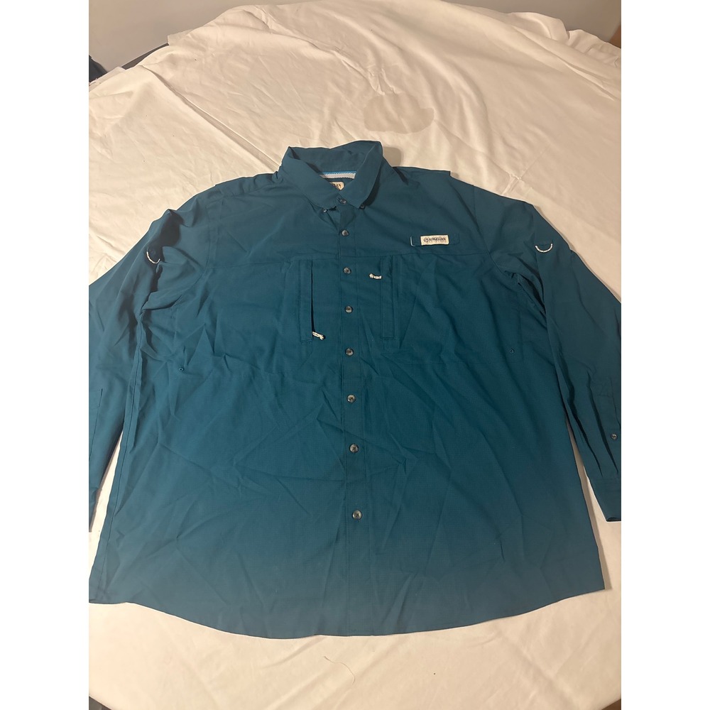 Magellan Outdoors Fishing Shirt Mens 2XL Teal EX Long Sleeve Ripstop Vented